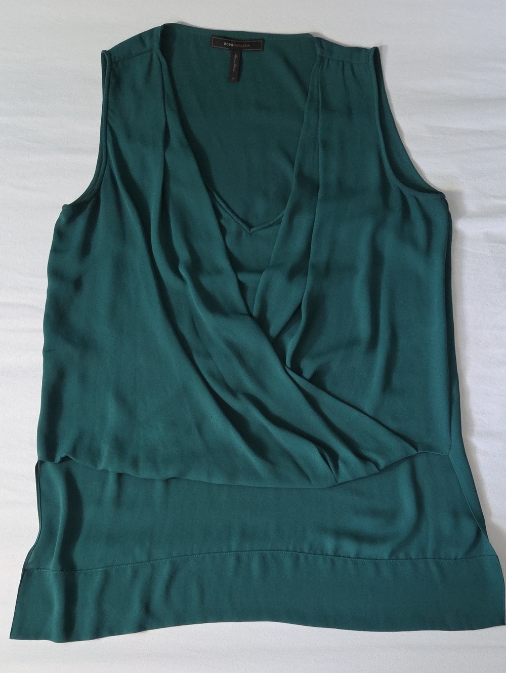 BCBGMaxAzria Sleeveless Asymmetrical Draped V-Neck Camisole